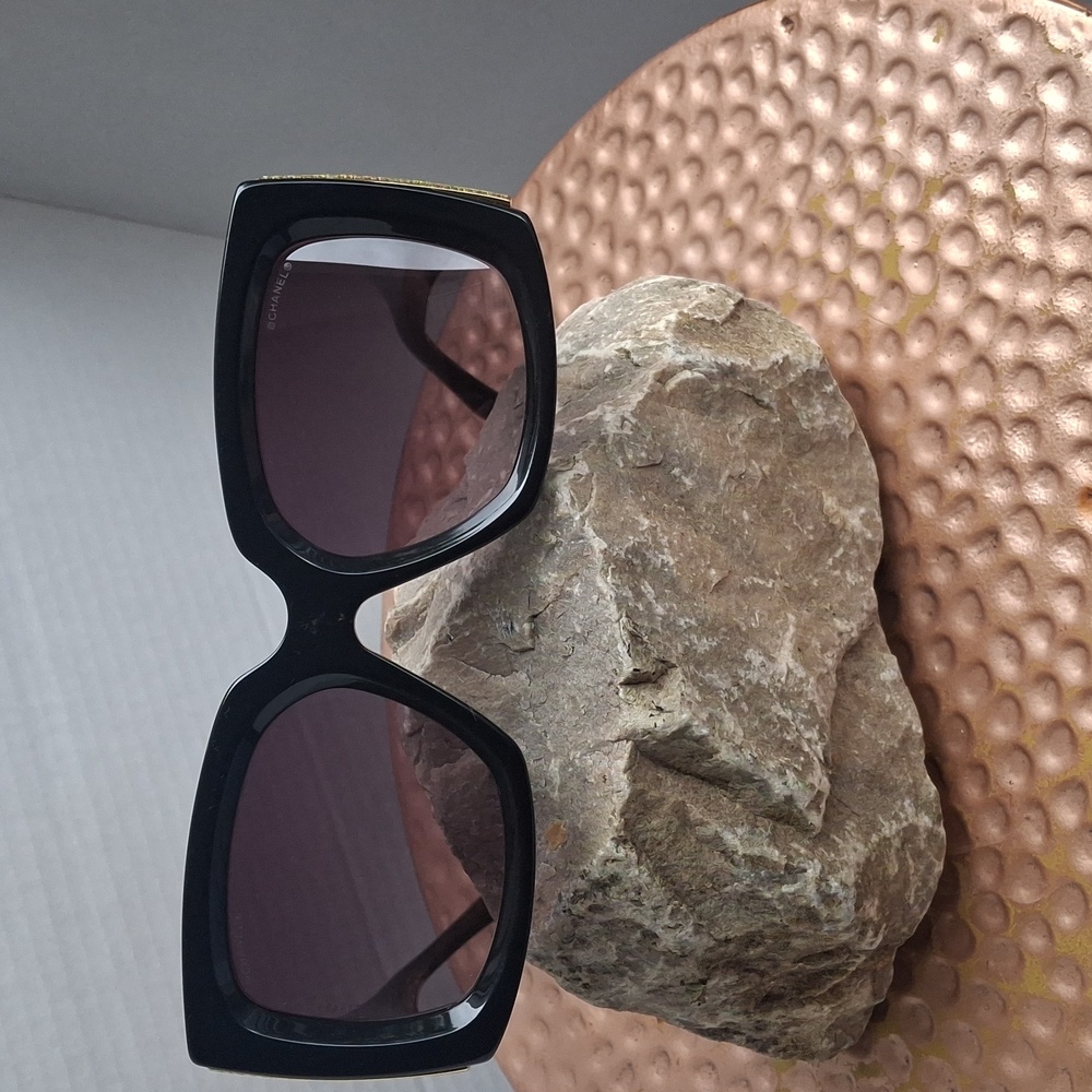 CHANEL Black and Gold Sunglasses - Picture 1 of 8